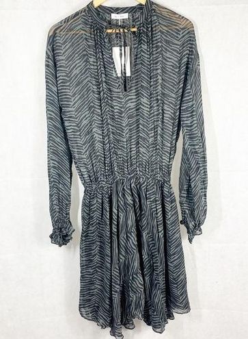 ANINE BING Elliana Asymmetrical Zebra Print 100 silk mini dress