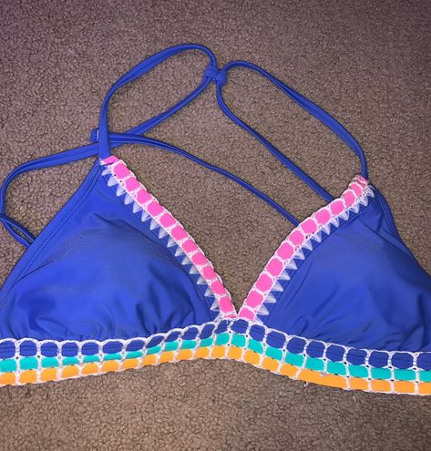 Xhilaration Blue Crochet Bikini Top
