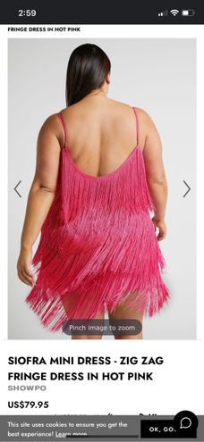 Siofra Mini Dress - Zig Zag Fringe Dress in Hot Pink