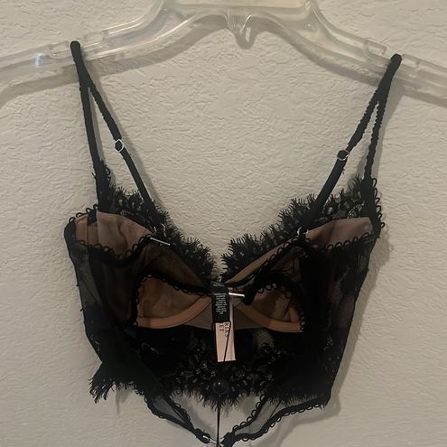 FOR LOVE & LEMONS FOR VICTORIA’S SECRET FAYE LACE Underwire Bra Black Sz XS  