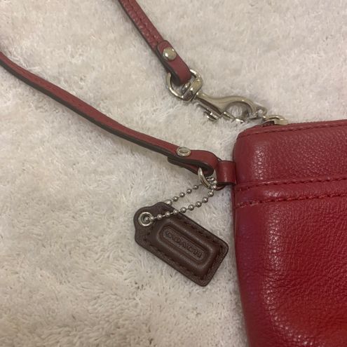 Coach Leather Top Turnlock Wristlet/Clutch/Purse — Red