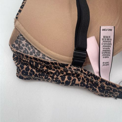 Victoria's Secret Push-Up Bra Size 36C Animal Print Leopard Print Satin  Padded Black - $35 - From Leigh