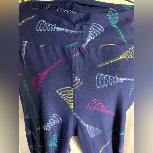 LuLaRoe TC Navy Blue Broomstick Leggings Size L - $20 - From Paula