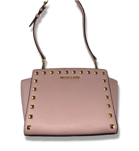 Michael Kors Selma Studded Tan Leather Crossbody Bag in Brown