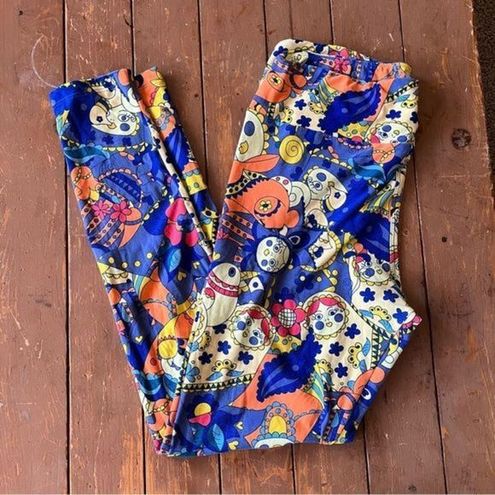 Lularoe TC Leggings Russian Mishka Dolls Blues Yellow Oranges