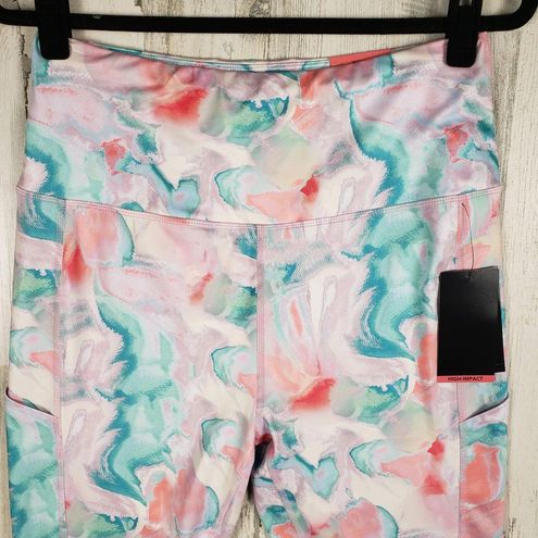 Zelos Multicolored Watercolor Swirl Print Cropped Max Support Leggings Size  XL - $35 New With Tags - From Christine