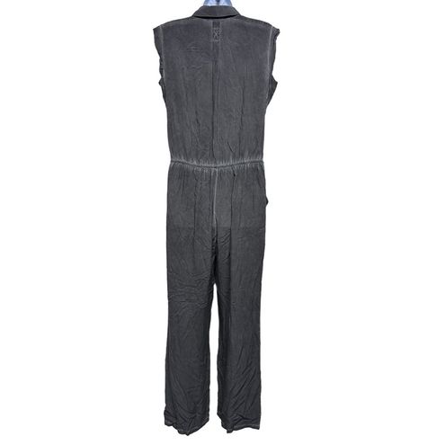 Soft Surroundings Charcoal Gray Camilla Wide Leg Jumpsuit Size