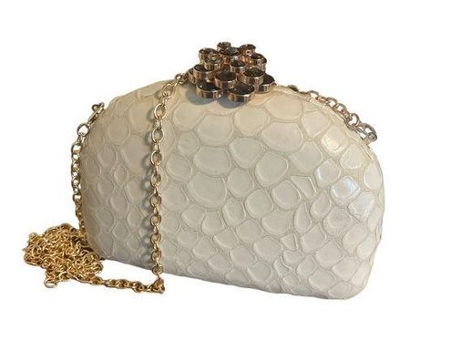 Sondra Roberts clutch cream jewel animal print bag New OS - $111