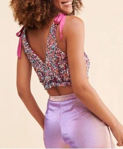 Free People NWOT Big Night Sequin Crop Top Pink - $58 (40% Off