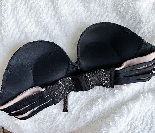 Victoria's Secret Bombshell Strapless Push Up Bra 36A Black Size