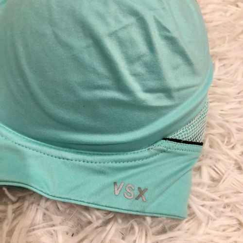 Victoria's Secret VSX Front Zip Sports Bra Teal Blue 34D Size 34 D