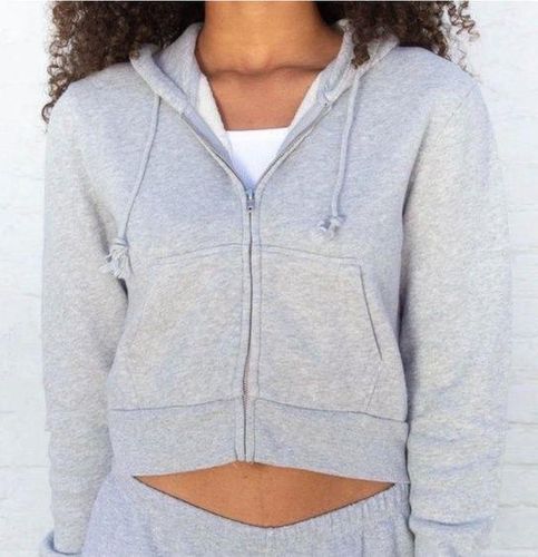Brandy Melville Gray Cropped Zip Up Hoodie one size - $24 - From