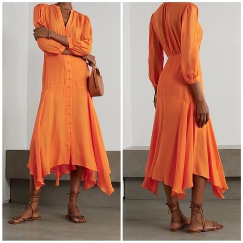 Veronica Beard Roksanda Asymmetric Silk-Blend Dress in Tangerine Orange 0 -  $80 - From Amanda