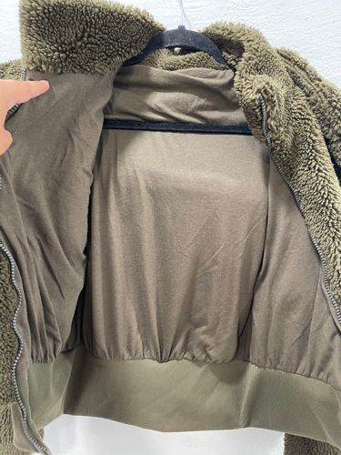 Alo Yoga Alo Foxy Sherpa Hooded Jacket Dark Olive Green - $150