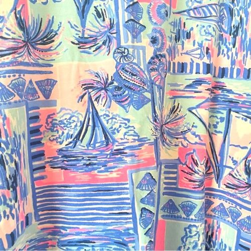 Lilly Pulitzer Kristen Top in Whisper Blue Yeah Buoy, L Size L