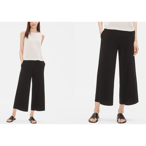 Eileen Fisher Black Lightweight Washable Stretch Crepe Wide-leg Pant  Women's 10 - $52 - From Taylor