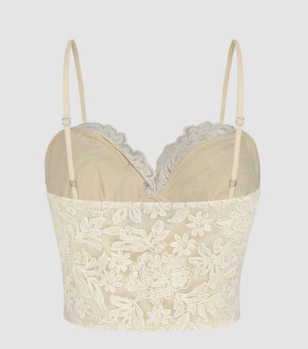 Lace Sweetheart Floral Corset Bodysuit - Cider