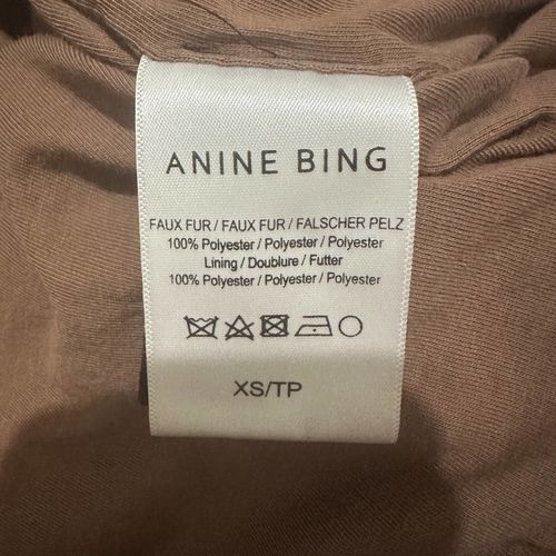 ANINE BING XS Brown Royce Teddie Quarter Zip Cropped Pullover