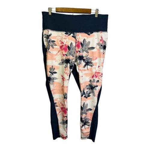 Xersion 𝅺 XL Blue Leggings Pink Floral High-Rise - $10 - From Beth