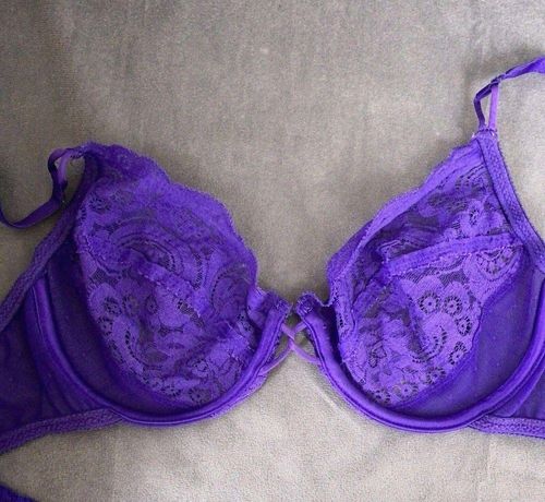 Victoria's Secret Vintage Gold Label 34C Purple Sheer Lace Bra Lover's Knot  Size undefined - $17 - From K