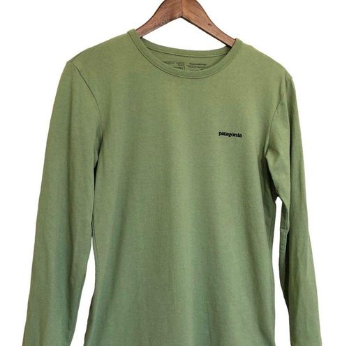 Patagonia Women's Long Sleeve Crew Neck T-Shirt Olive Green Logo