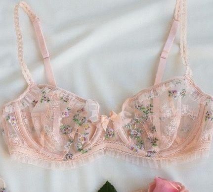 For Love & Lemons Emma Embroidered Collection Bra Pink - $95 New