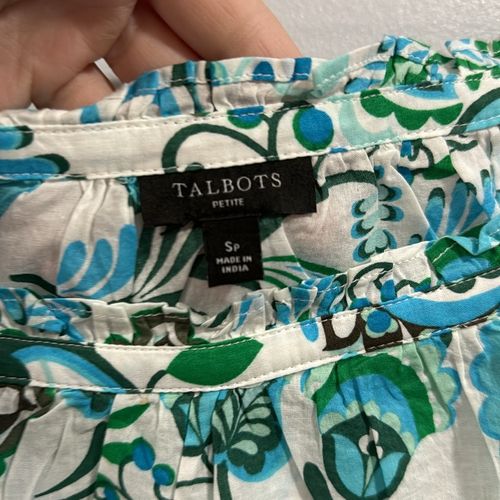 Talbots Graceful Floral Ruffle Square Neck Top