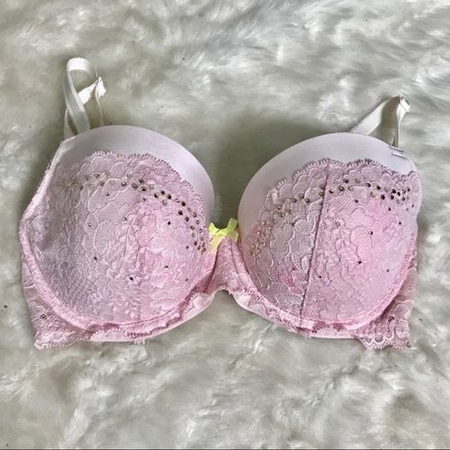 Victoria's Secret Dream Angels Lined Demi 32DDD Pink Rhinestone