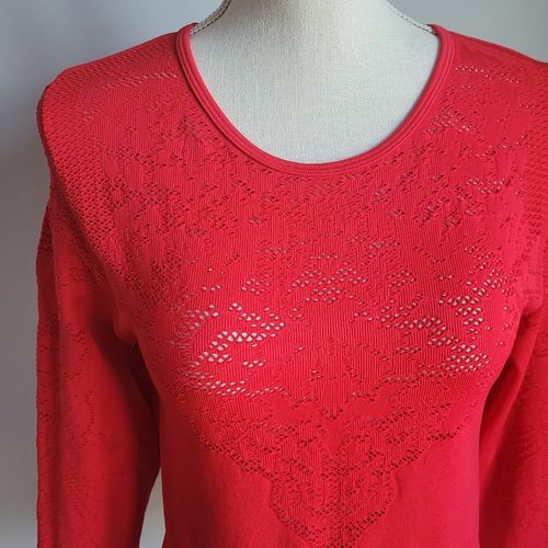 Fabletics , New, Persimmon Red Flora Seamless Long Sleeve Active Top, Large  - $34 New With Tags - From Dawn