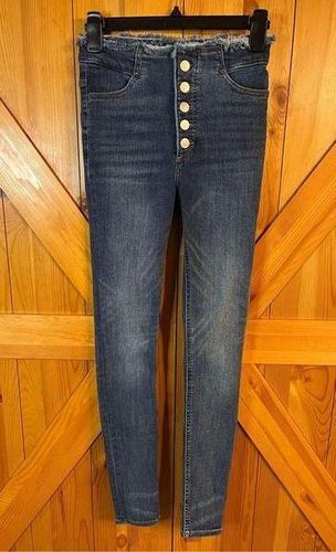 Express Super High Waisted Dark Wash Modern Straight Jeans