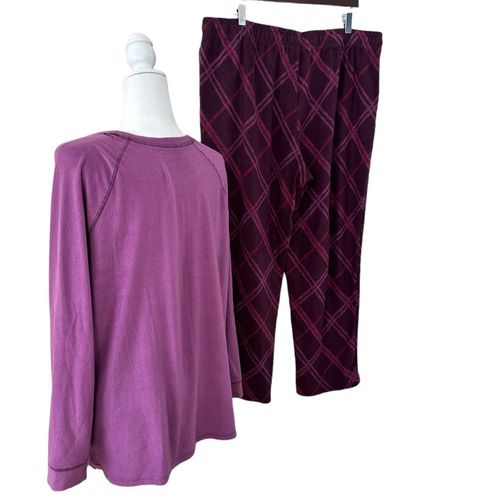 Cuddl Duds FLEECE TWO PIECE PINK GRAPE PURPLE PAJAMA JOGGER LOUNGEWEAR SET  1X - $35 - From Donna