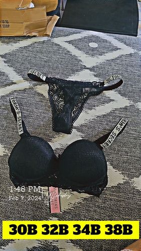 Victoria Secret Bombshell Bra Sparkle Strap Size 34B W/Matching Belt Size  Medium