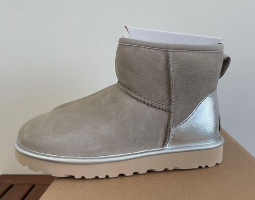 ugg womens classic mini ii metallic boots goat