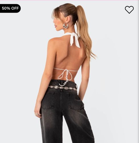 Edikted Scoop Neck Open-Back Crop Top