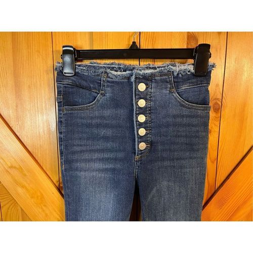 Express Super High Waisted Dark Wash Modern Straight Jeans