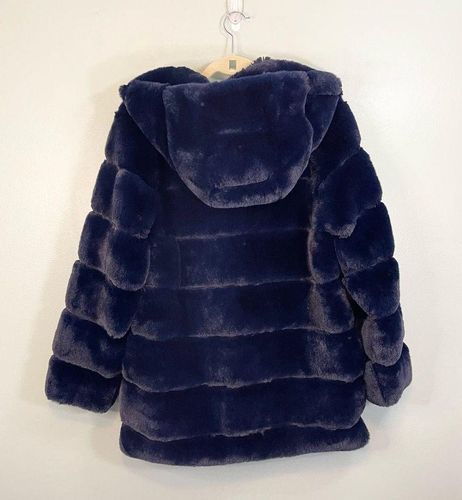 BCBGMAXAZRIA Women s Felicia Quilted Button Faux Fur Hooded Coat