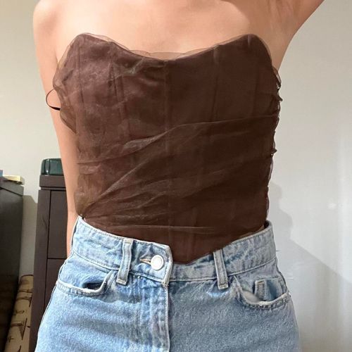 ZARA Tulle Corset Top Brown Size XS - $30 (25% Off Retail) New