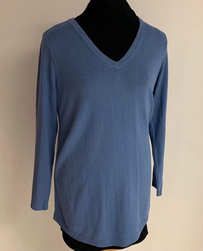 J. Jill Pleated CrossOver V-Neck Top, Blue, Size Medium