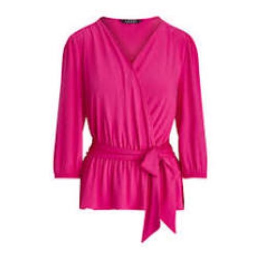 Ralph Lauren NWT Lauren Jersey Faux-Wrap Peplum Blouse PINK LARGE - $49 New  With Tags - From Smriti