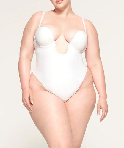 Skims Deep Plunge Shapewear Bodysuit Marble Large