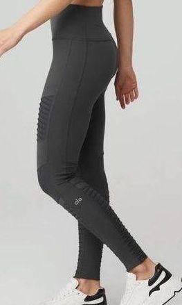 Alo yoga HIGH-WAIST MOTO LEGGING - anthracite/anthracite glossy