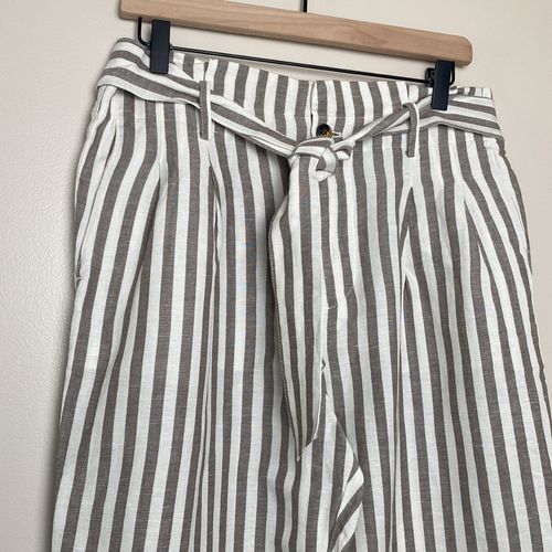 Madewell + Striped Linen-Blend Paperbag Pants