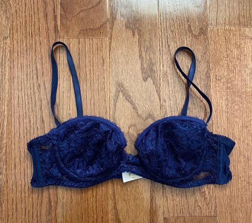 Victoria's Secret Vintage gold label 90s balconette lace navy blue