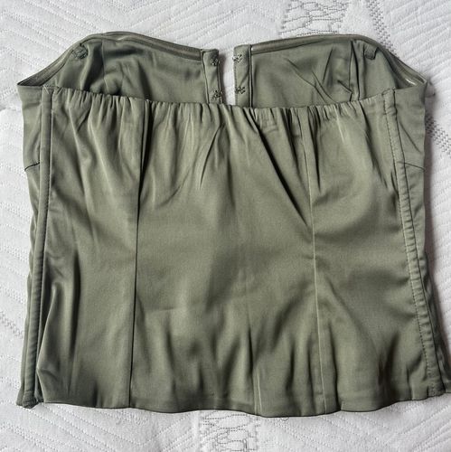 Abercrombie & Fitch, Tops, Olive Satin Hook And Eye Corset Top