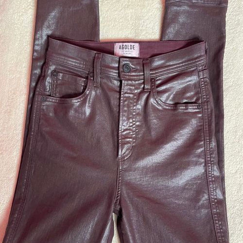 AGOLDE Roxanne Leatherette Jeans Red Size 25 60 66 Off Retail