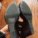 Black Laser Cut Ankle Strap Peeptoe Wedge Sandals Photo 5