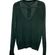 1. State long sleeve sweater, deep v-neck and neck tie, hunter green, L, EUC Photo 2