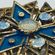 Starburst MCM Vintage Brooch Pin Gold Tone Metal Moonstone Blue Colors Photo 11