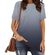 Tie Dye Ombre T-Shirt Short Sleeve Side Split Loose Casual Tunic Top Grey Small Photo 2