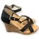 Toms Women's Black Cork Wedge Buckle Ankle Strap Sandals Heels Photo 3